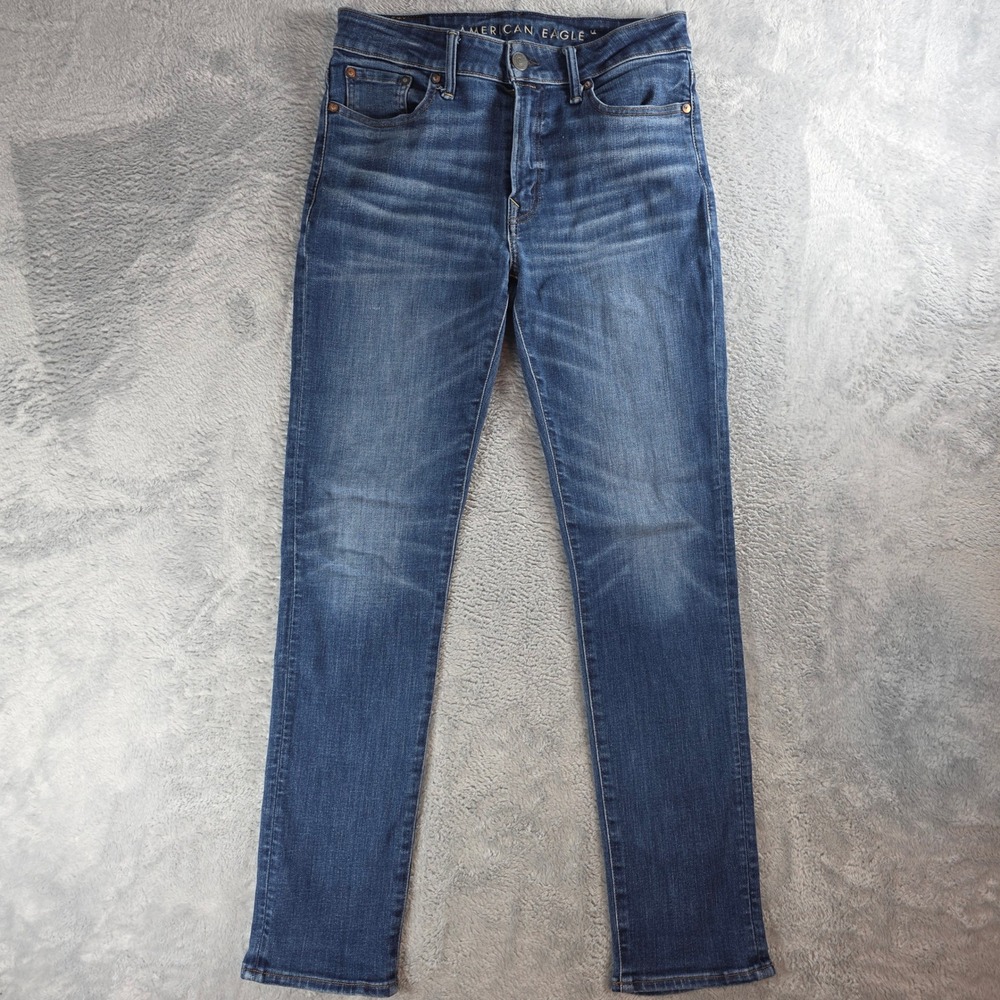 American Eagle Mens 30x32 (31) Blue Slim Jeans Airflex+ Dark Wash Stretch Denim